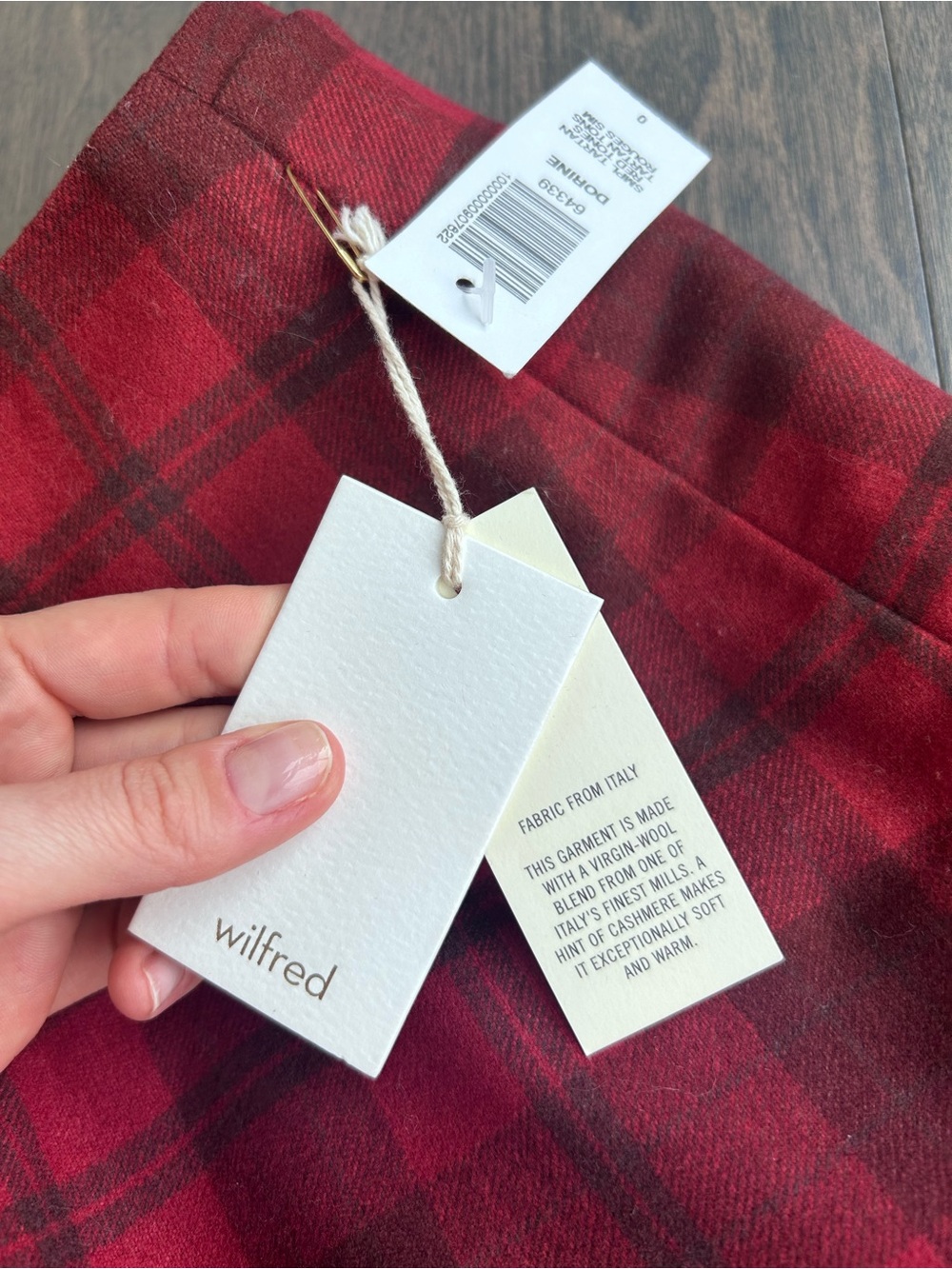 Wilfred Dorine Tartan Red Plaid Wrap Mini Skirt with Side Tie - Picture 3 of 10
